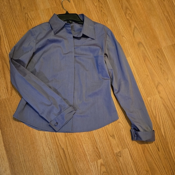 Kasper Purple Fitted Button Down Shirt with Notched Collar - Picture 4 of 5